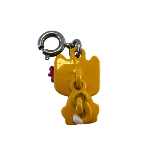 Yellow Cat Pink Flower Swivel Kitty Charm - Picture 4 of 8
